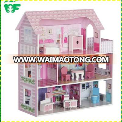 Best selling new fashion wood happy family funny cheap kids toy doll house