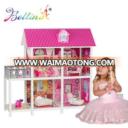 Topseller Bettina DIY Fashion Plastic Barbiee Doll House With 11inch Dolls and Furniture