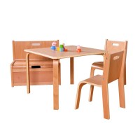 Nashow LMMS-015  New Design Modern Natural White Wooden Kids Table and Chairs