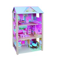 Wholesale Retro Doll House And Kitchen 2 in 1 Wooden kids kitchen play set Toy room