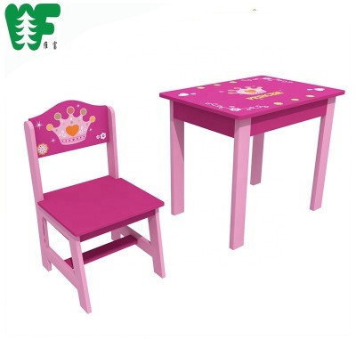 New Design Creative Wooden Child Durable Furniture Kids Study Table Chair