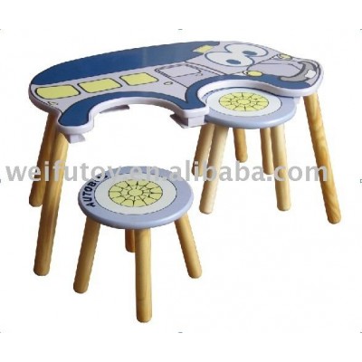 Hot sale wooden kids study table with two stools