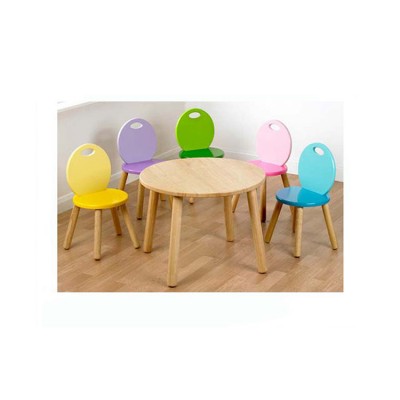 WEIFU Non-toxic Children Study Rubber Wood Table and Chair