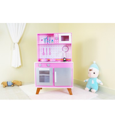 Wholesale New Products Pink Wooden Multifunction Kitchen Play Set For Kids