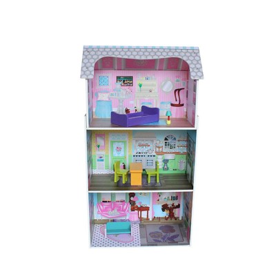 DIY Pink wooden Model doll House Parent-child Interactive Role Playing entertainment Hand-assembled Toy Gifts