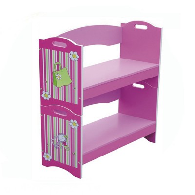 Wooden kids toy shelf bench